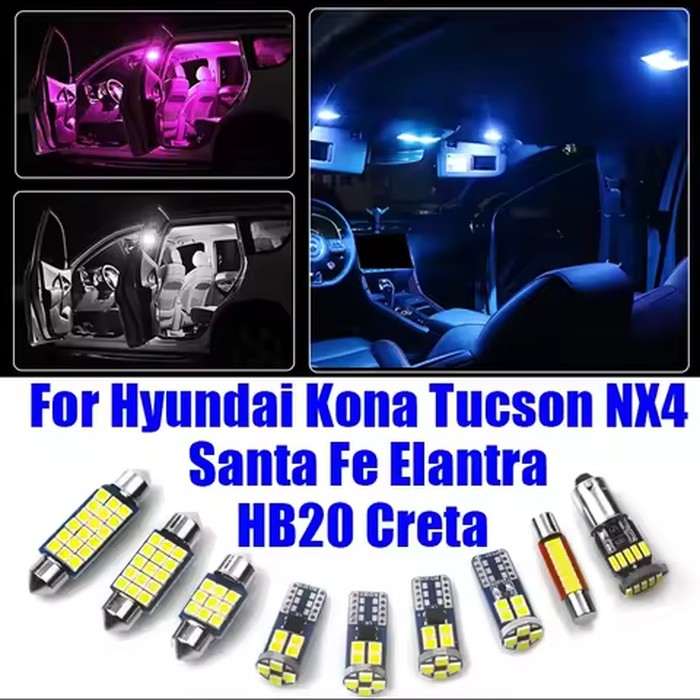 For Hyundai Kona Tucson NX4 Santa Fe Creta Elantra HB20 2018 2019 2020 2021 2022 2023 2024 Car LED Interior Lights Accessories