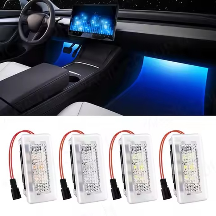 For Tesla Model 3 Y S X LED Atmosphere Foot-Well Lights Car Interior Lighting Floor Door Puddle Decorative Lamp Auto Accessories
