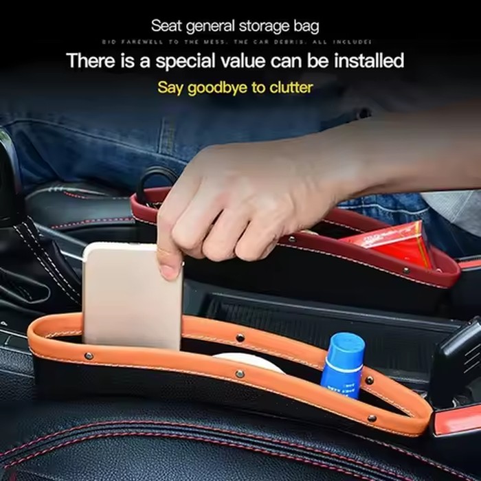 Car Seat Gap Organiser, Car Seat Gap Filler, PU Leather Seat Crevice Storage Box – Universal Fit, Fits Between Car Seats