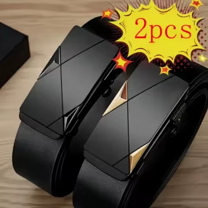 2pcs/3pcs fashionable men's belt, daily casual business belt, jeans belt, synthetic leather high-end suit matching belt, i