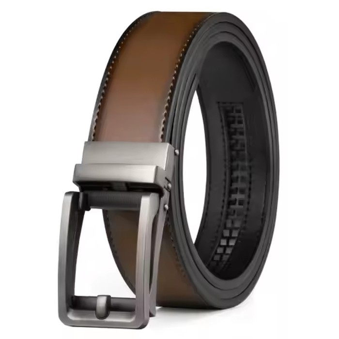 Men's Leather Belt, Slide Ratchet Belt with Premium Leather, Ratchet Dress Belt with Automatic Click Buckle, Gift For Husband