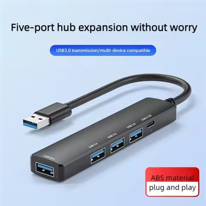 5 Port Multi Splitter Type C HUB 3.0 USB 3.1 Adapter OTG For Xiaomi Lenovo Macbook 13 15 Air Pro U Disk PC Computer Accessories