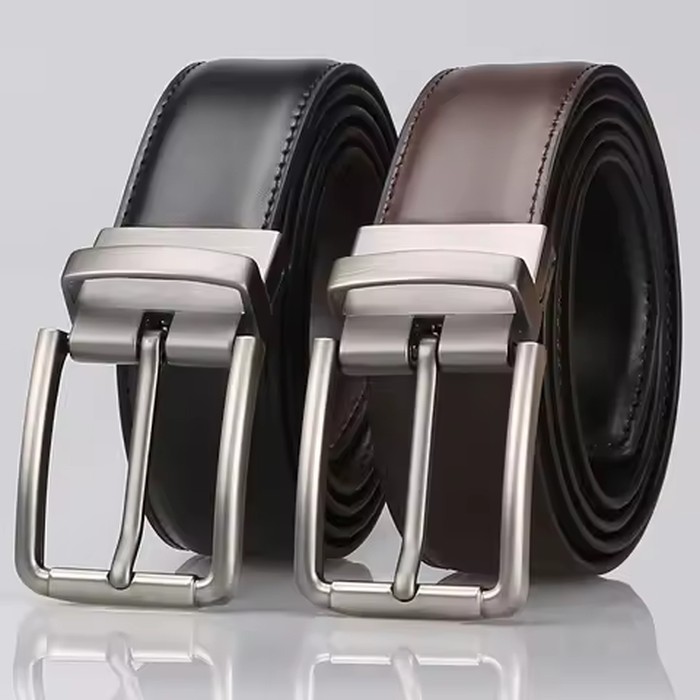 1pc Men's Genuine Leather Cowhide Reversible Belt