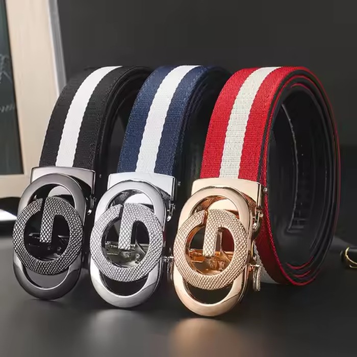 2026 wide 3.4cm Men's Belt Formal Leather Canvas Belt men,High Quality Metal Buckle Male Belt for men jeans work belt