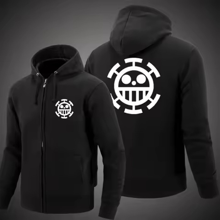 One Piece Heart Pirates Anime Graphic Unisex Zip Up Pullover Hoodie Casual Y2K Streetwear Sweatshirt Jacket Spring Autumn Tops