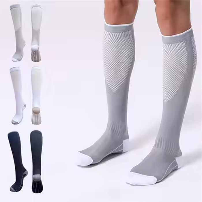 3 pairs Unisex Compression Socks, Nylon, 20-30mmHg, Knee High, For Travel Nurse, Daily Sport Outdoor