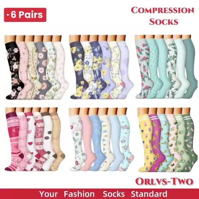 56 Styles of 6 Pairs of Sock Compression Socks Outdoor Sports Riding Stockings Nurse Calf Pressure Socks Swollen Varicose Veins