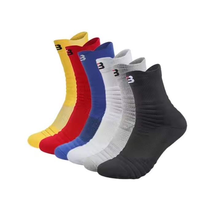 Men Sports Socks Shock-absorbing Cushion Terry Towel Basketball Cycling Running Hiking Tennis Socks for Women Cotton Size 31-48