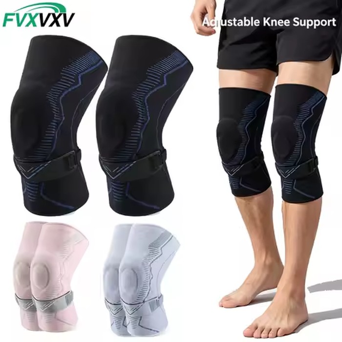 Patella Stabilizing Knee Compression Sleeve with Gel Cushion & Removable Strap, Shock-Absorbing Knee Support for Running Cycling