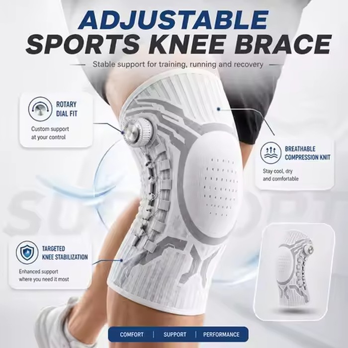 Smart Knob Knee Brace Patella Gel Pad Lateral Stabilizer Compression Support Joint Pain Relief Recovery Home Gym Wear Single