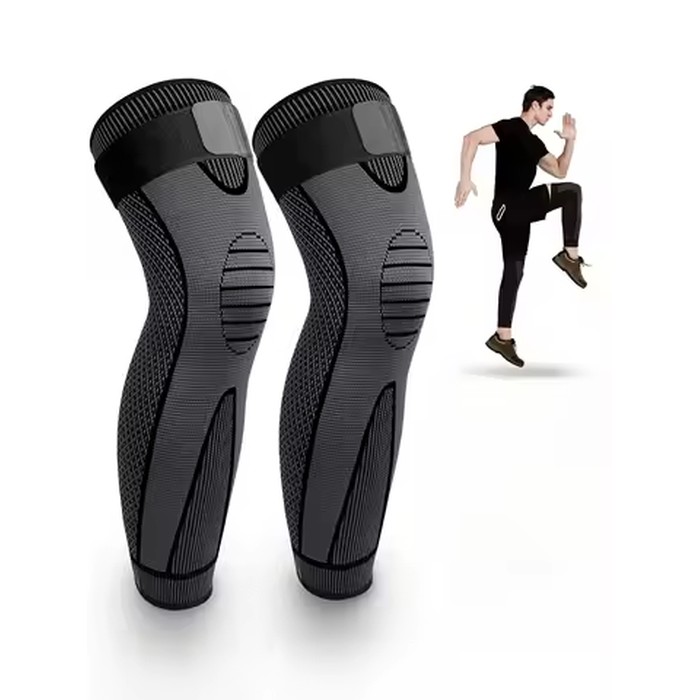 2 Pack Anti-Slip Knee Braces with Strap Full Leg Compression Support for Fitness Ski Football Warm Self-Heating Knee Protectors