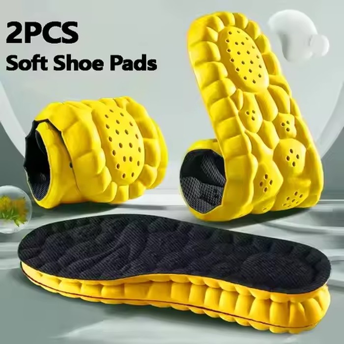 4D Sports Insoles Shoes PU Sole Soft Breathable Shock Absorption Cushion Heavy Duty Support Pain Relief Running Orthopedic Care