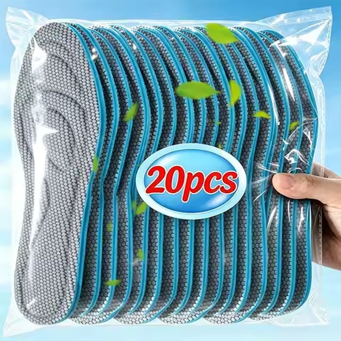 10/20pcs Memory Foam Orthopedic Insoles Shoes Men Women Nano Antibacterial Deodorization Insole Sweat Absorption Running Cushion