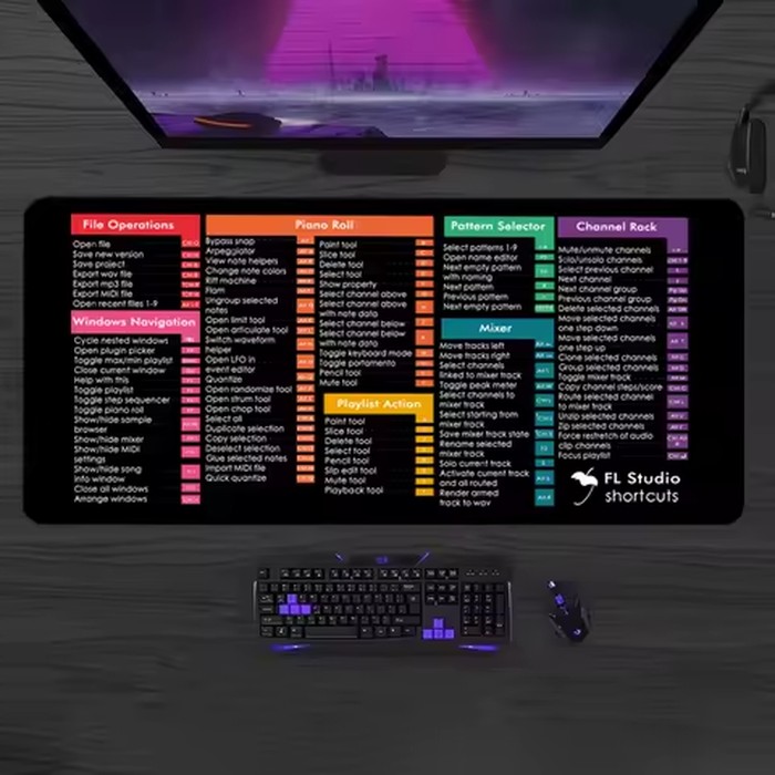 Windows Excel Keyboard Leather Shortcuts Key Mouse Pad Software Office Word Large Table anti-slip Base Office Computer Desk Mat
