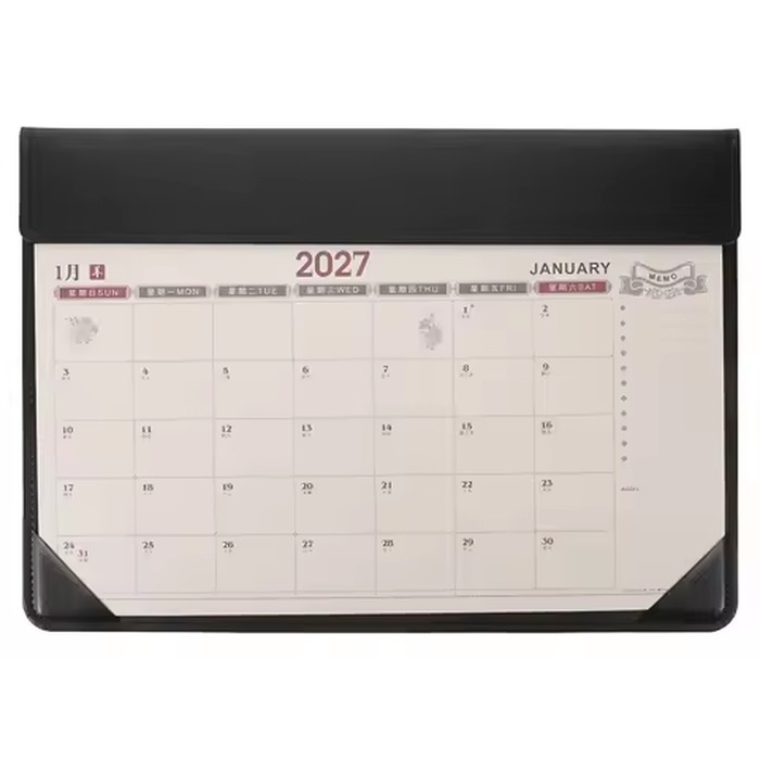 2027 Pu Leather Large Desk Blotter Calendar Computer Pad With Monthly Calendar - 17x12" Desk Mat For Home Office School Study