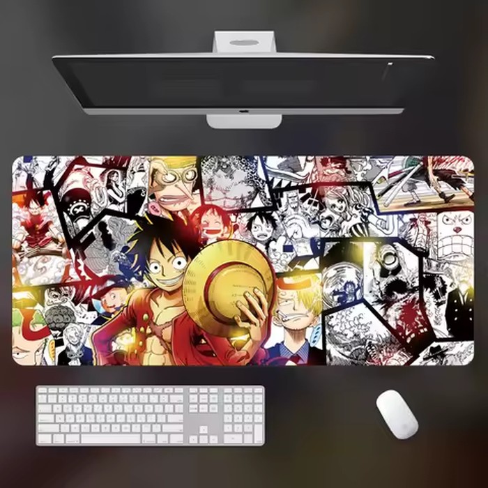 High Definition ONE PIECE Leather Mouse Pad Large Office Computer Desk Pad Non-slip Computer Keyboard Pad Animation Peripheral