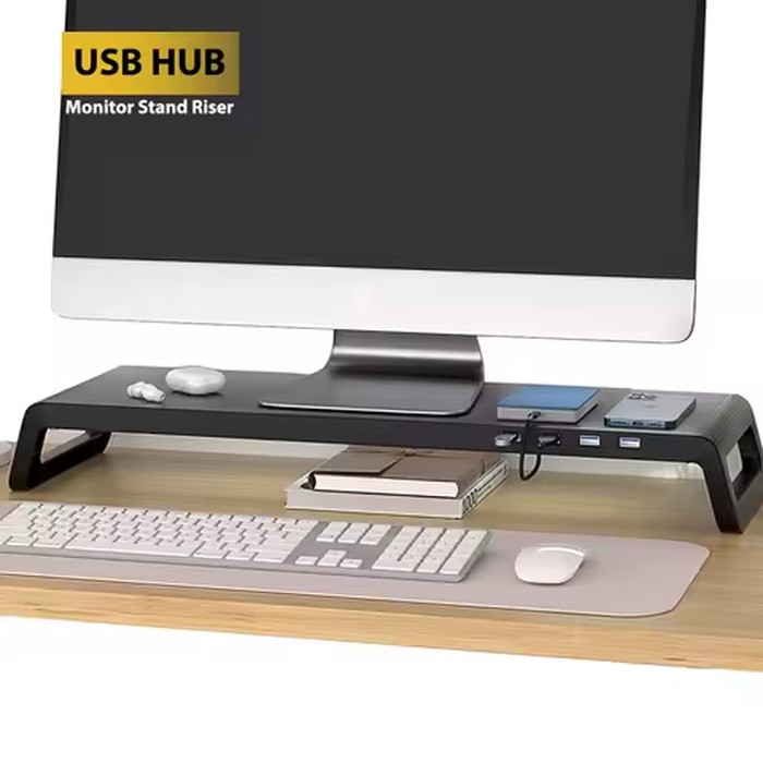 Computer Monitor Stand Desktop Organizer With or Without USB3.0 Hub Aluminium PC Screen Laptop Desk Stand Mouse Keyboard Storage