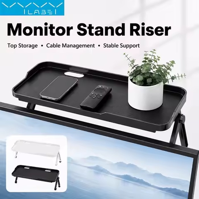 Vyvylabs Monitor Top Shelf Storage Rack Adjustable Stand Riser Cable Organizer Tray for TV Computer Office Desk Home Accessories