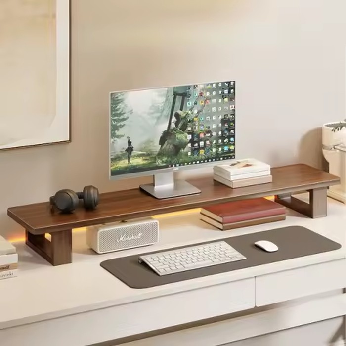 PC Monitor Elevated Bracket, Desktop Storage Support Stand for Screen & Keyboard