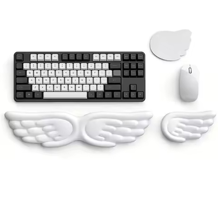 Angel Wings Shaped Keyboard Mouse Wrist Rest Memory Foam Anti-slip Silicone Ergonomic Wrist Guard Table Mat For Office Laptop PC