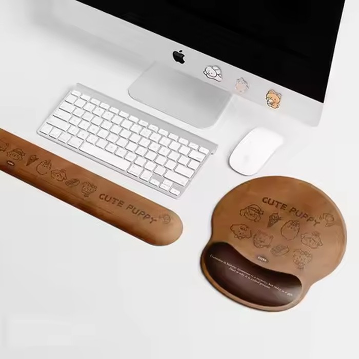 ute Dachshund Wrist Rest Mouse Pad & Keyboard Hand Rest Set, Soft Memory Foam Non-Slip PU Desk Cushion, Ergonomic Design