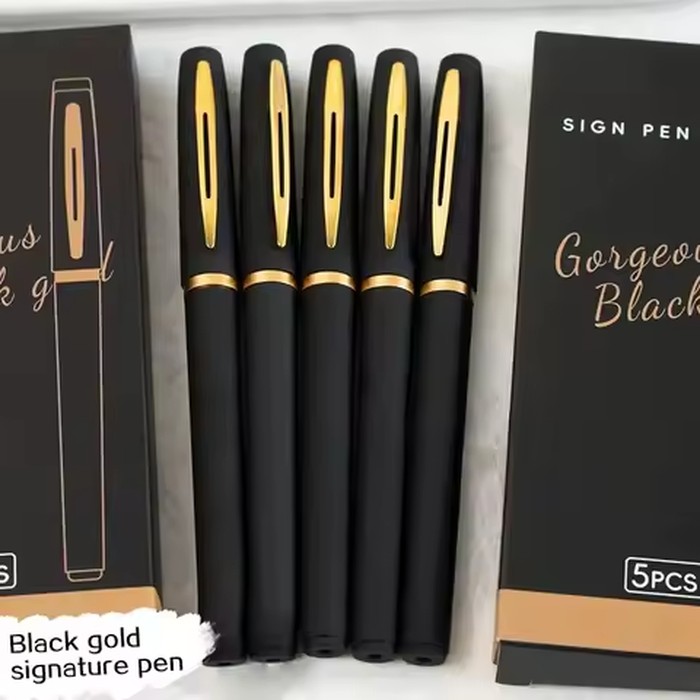 5pcs Large Capacity Gold Metal Pen Clips, 0.5mm/0.7mm/1.0mm, Multiple Specifications, Ink Signature Pens, Office Gel Pens