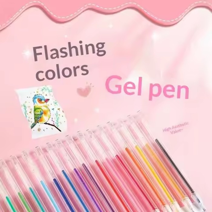 8/12/18 Colors Glitter Gel Pens 1.2mm Metal Tip Ink Set For Cardstock Diary Drawing DIY Crafts Art Supplies