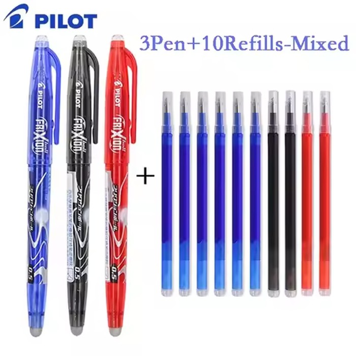 Pilot Frixion Pen Erasable Gel Pen Set 0.5mm Blue/black/red Replaceable Refill Student Writing Tool Supplies Japanese Stationery