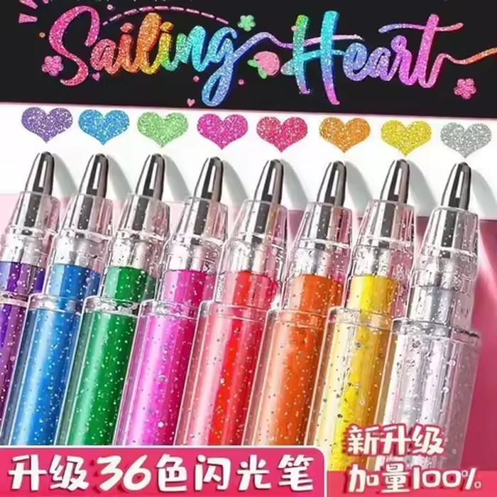Color Glitter Gel Pen 1.0mm Metal Tip for Paper Cardstock Diary Drawing Marking Coloring - DIY Art Supplies in Assorted Colors