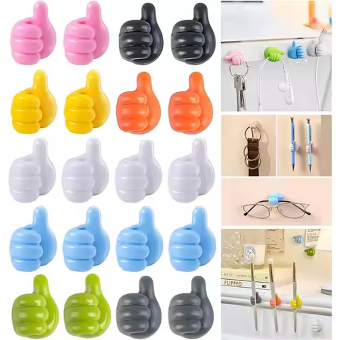 Silicone Thumb Wall Hook Cable Management Wire USB Organizer Clips Wall Hooks Hanger Storage Holder For Kitchen Bathroom Home