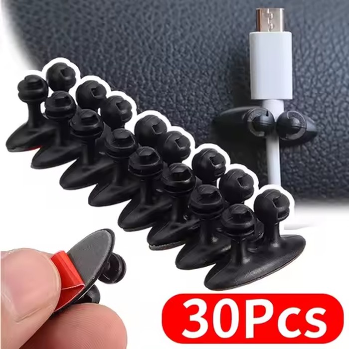 10/20/30/40/50/60Pcs Cable Clip Winder Organizer Round Charger Cord Clips Desk Tidy Management Wire Self-Adhesive Holder Clamp