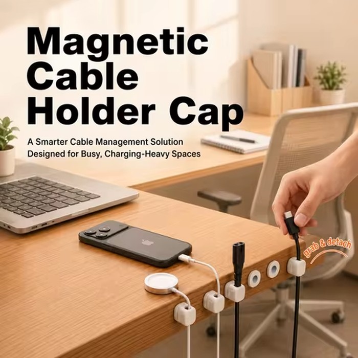 6 Pack Magnetic Cord Organizer & Cable Clips - Adjustable Under Desk Cable Management, Adhesive Wire Holder for Home, Office
