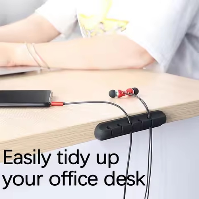Silicone Self Adhesive Cable Holder Multi Hole Desktop USB Cable Organizer Wire Management Clip for Charging Cord Mouse Headphon