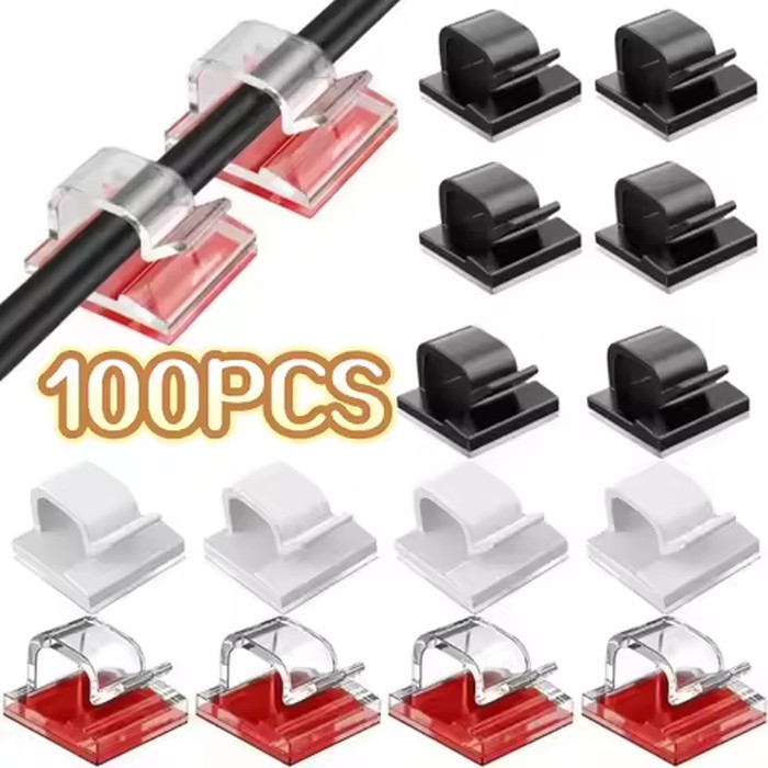 Self-adhesive Cable Organizer Clips Wire Winder Cord Protector USB Cable Management Desk Clamp for Home Office Earphone Mouse