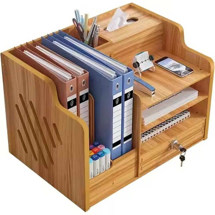 Desk Paper Storage Box Wooden Document Organizer Stackable Paper Tray for Home Office School File Rack Desk Organizer Multifunctional Letter Tray Holder