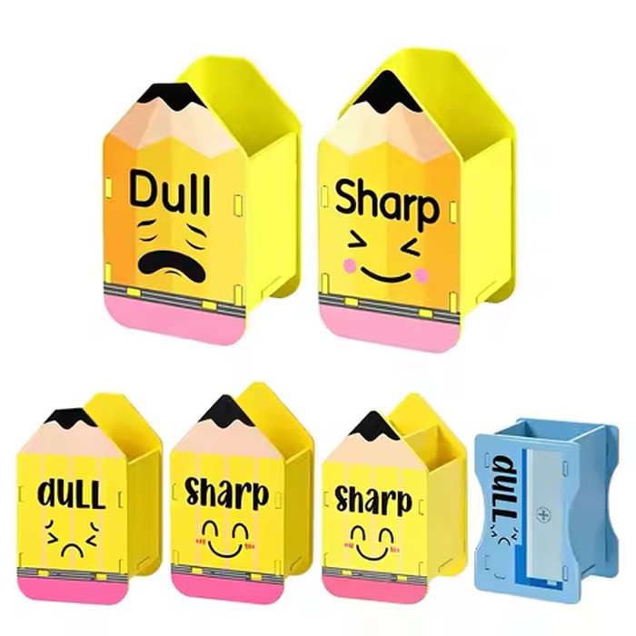 Pencil Dispenser 2 Pack Wooden Cute Desk Organizer Sharp Blunt Holder for Classroom Teacher Supply Back to School Gift