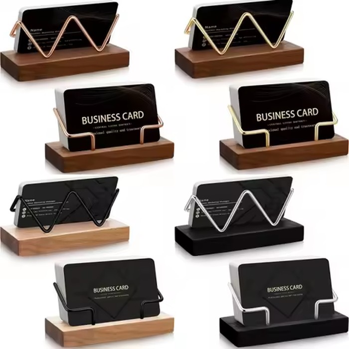 High-quality Wood Business Card Holder Desk Organizer Wooden Business Card Display Stand Postcard Holder Bracket for Office Home