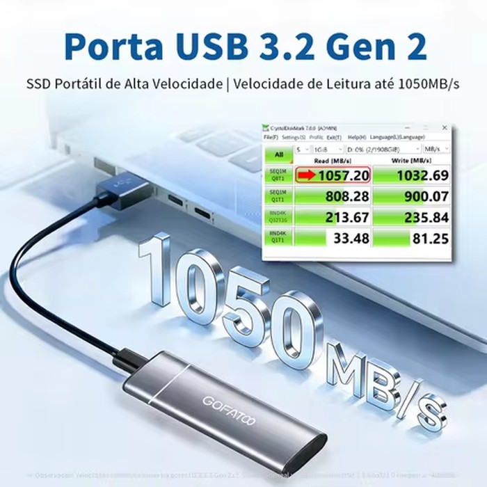 GOFATOO Type-C Portable PSSD 1050MB/s USB3.2 Gen2 External Drive 256GB 512GB 1TB 2TB For Smartphone Laptop PS5 XBox Camera