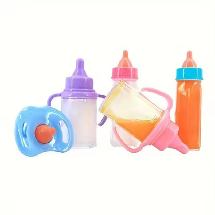 3pcs/set Feeding Bottle Set, 3.34 In Milk Bottles And 3.74 In Juice Bottles With One Pacifier,Doll Accessories Gift