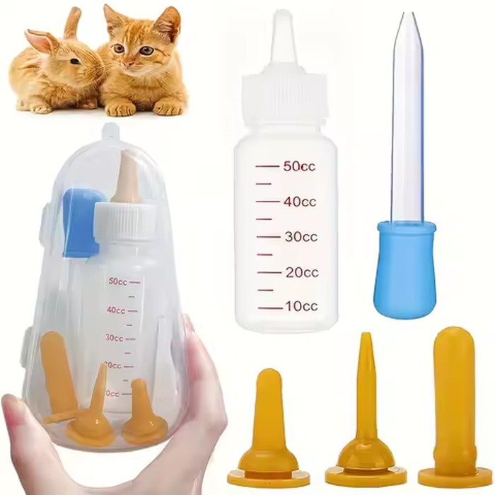 Newborn Cat and Dog Feeding Set - Soft Silicone Pet Feeding Bottle with Transparent Box, Clean and Convenient to Carry