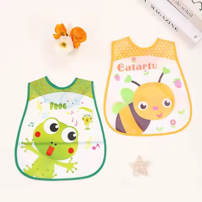 2PCS/Lot Waterproof Baby Bibs for Infant Toddler Boys Girls Sleeveless Feeding Apron Cartoon Animals Child Kids Bib