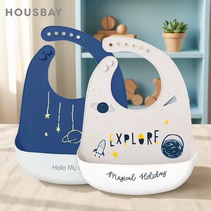 Waterproof Baby Bibs For Kids Eating Stuff Soft Silicone Cartoon Crocodile Printed Baby Apron Bib Reusable Baby Feeding Apron