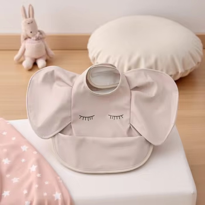 Baby Bibs INS Nordic Style Angel Feed Pocket Burp Girl Boy Infant Meals Bib Waterproof Easy Clean Cute Elephant Bibs Soft PU
