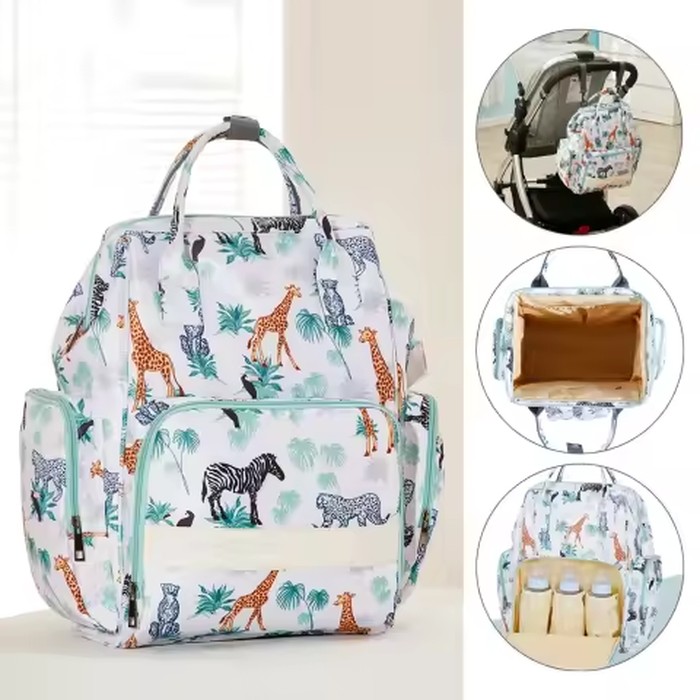 Insular Diaper Backpack Large‑Capacity Mummy Bag Multifunctional Travel Stroller Hanging Baby Nappy Mommy Storage Backpack