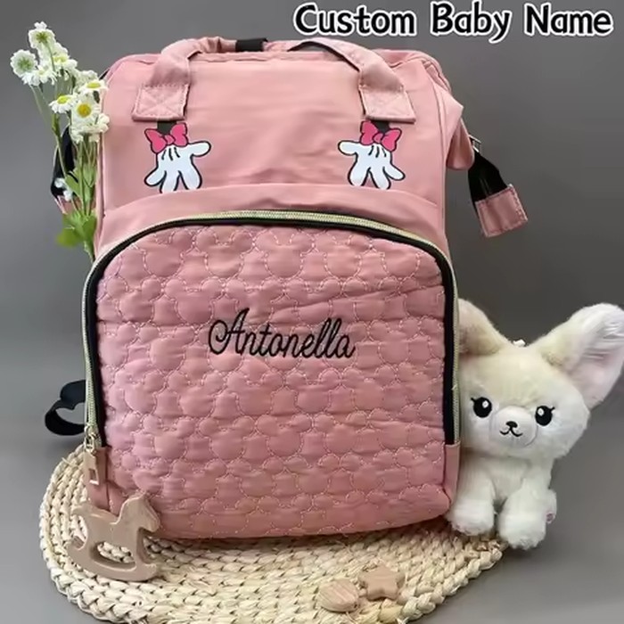 Personalized Name Mommy Bag Multi-functional Double Shoulder Storage Diaper Backpack for Outdoor Traveling Mom Gift