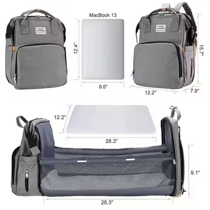 Folding Mommy Bag Lightweight Portable Folding Crib Bed Large-Capacity Baby Backpack Female Mommy Outting Bag Mummy Bag