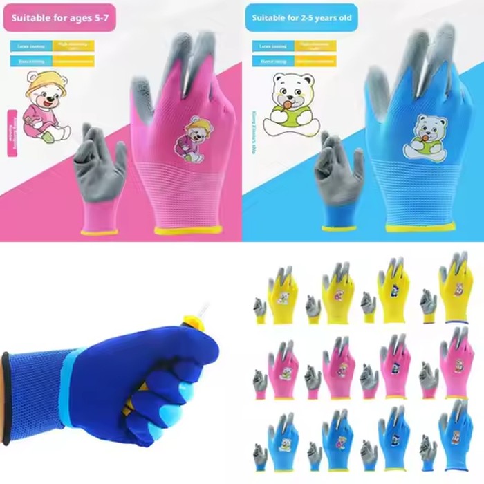 Kids Durable Waterproof Garden Work Gloves Non-Slip Children Safety Yard Work Gloves Portable Garden Supplies Gardening Gloves