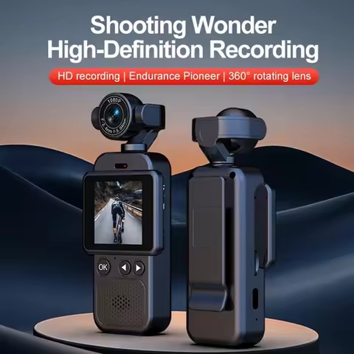4K Ultra HD Pocket Action Camera 360° Rotatable Vlog Wifi Sports Cam Waterproof Case Travel Bicycle Driver Recorder