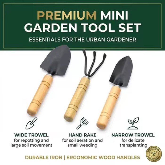 3PC/1Set Mini Garden Hand Tools Set Portable Gardening Shovel Rake Trowel Kit Handle Succulent Flower Planting Soil Care Tools ﻿