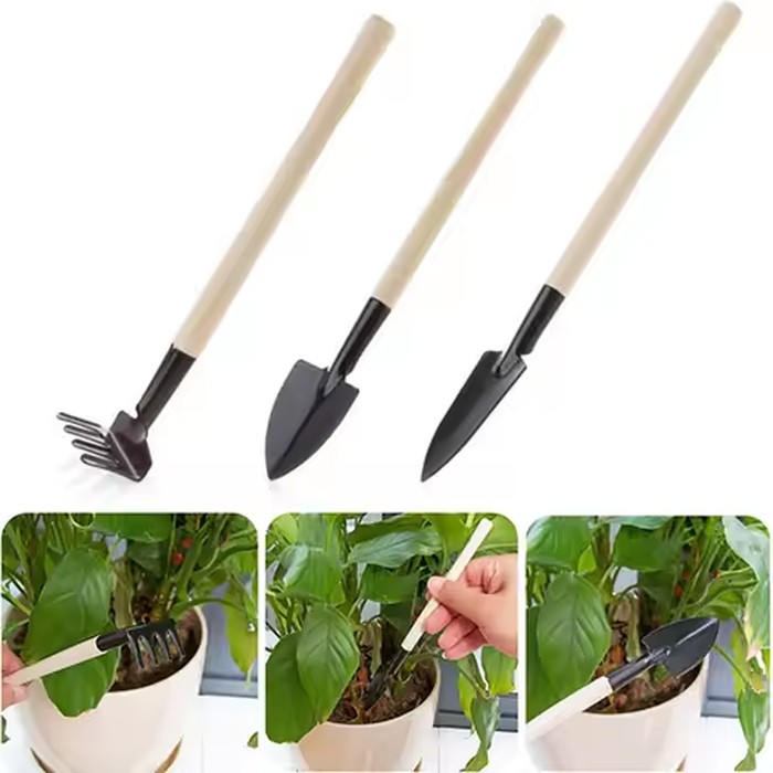 3Pcs Gardening Trowel Set Metal Shovel Spade Gardening Tools for Soil Planting Transplanting Balcony Gardens Planting Tools